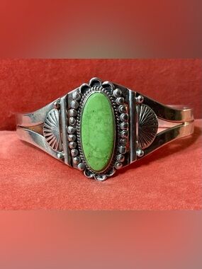 STERLING SILVER, NATIVE AMERICAN CUFF SIGNED